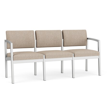 Lesro Stone (Beige) Seat, 3 Seat Sofa, 64.5 W 24.5 L 32 H, Linette Vinyl Seat, Lenox Steel Series LS3101